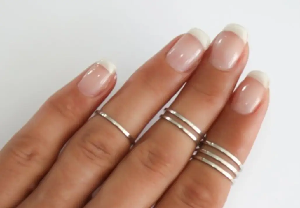 Silver Stacking Rings, 6 above the Knuckle Rings