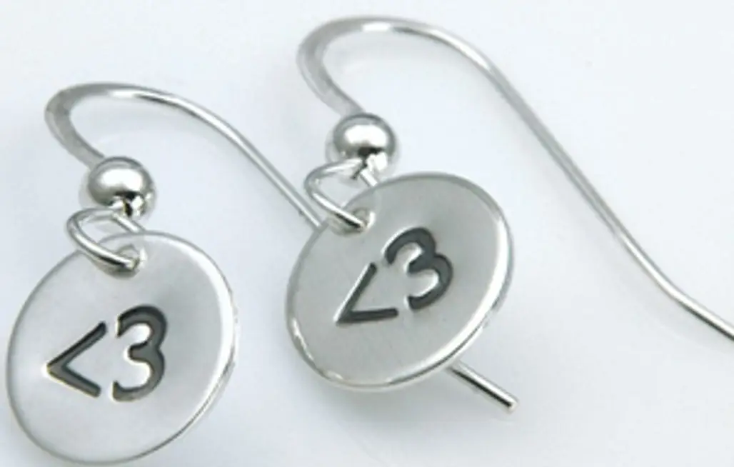 <3 Heart Dangle Earrings