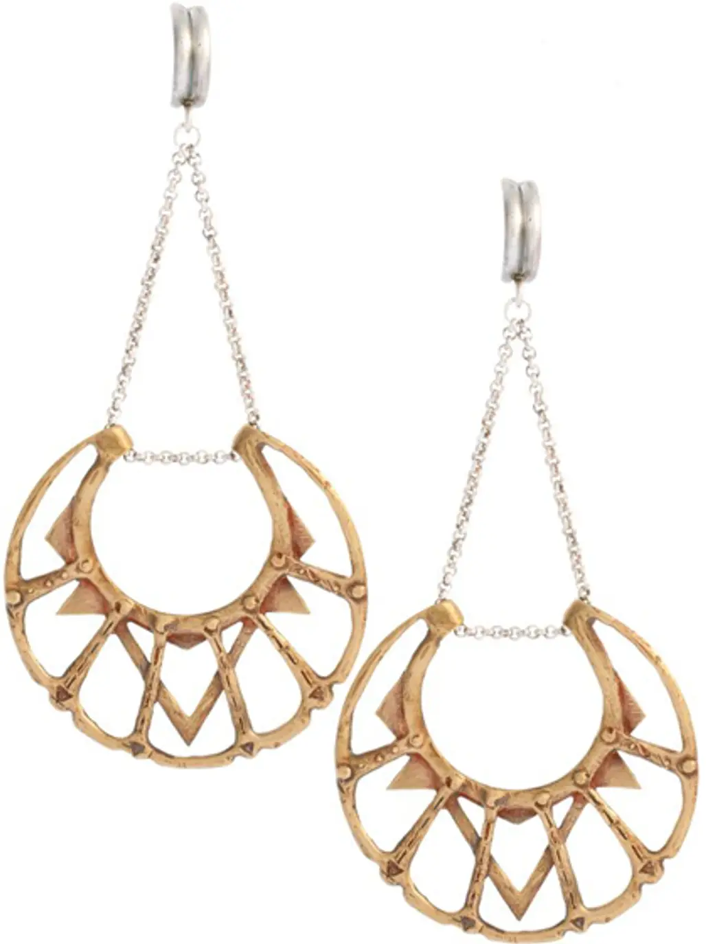 Big Bang Silver and Brass Chandelier Earrings
