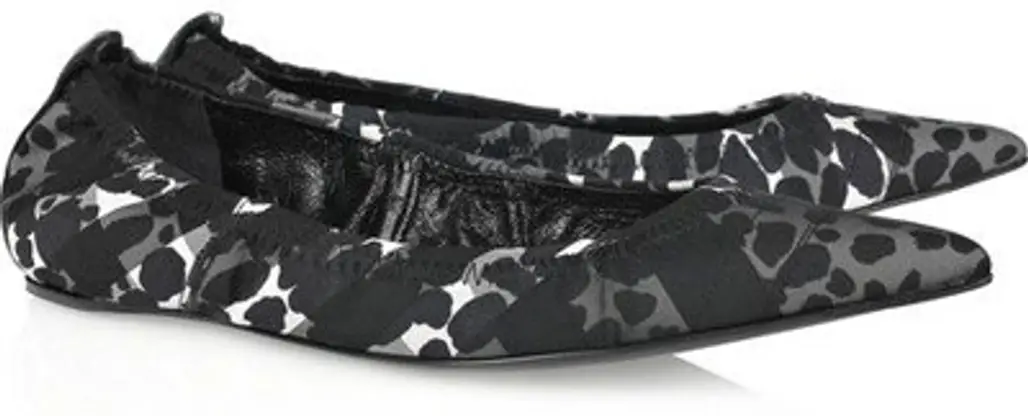 Burberry Printed Twill Pointed Ballerina Flats