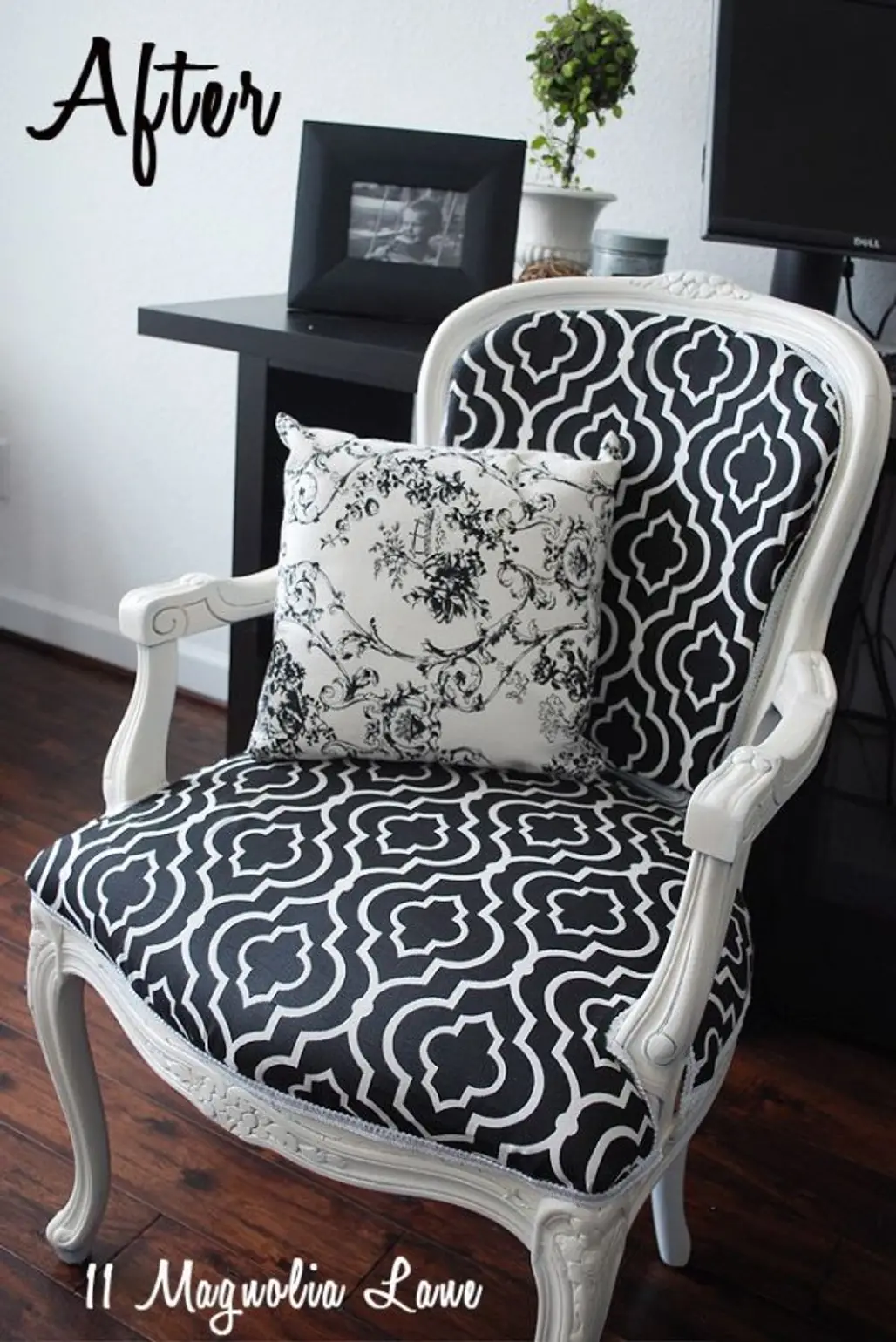 Chair Reupholstered in Black and White