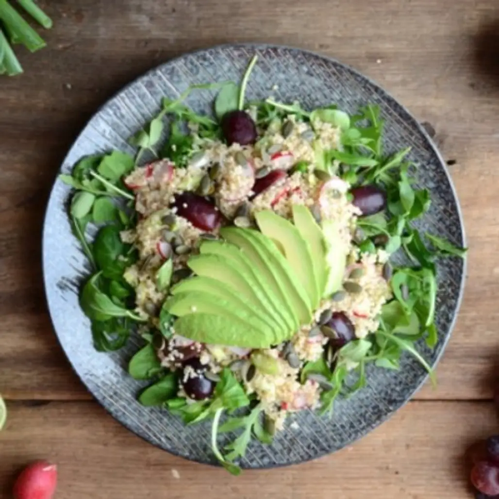Lime, Avocado, & Grape Vegan Quinoa Salad