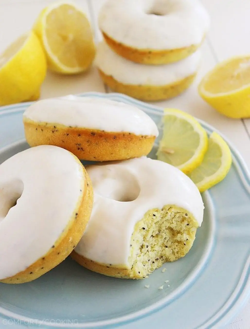 Lemon Poppy Seed Donuts with Vanilla Glaze