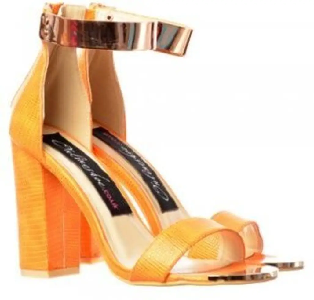High Back Strappy Sandals with a Gold Cuff