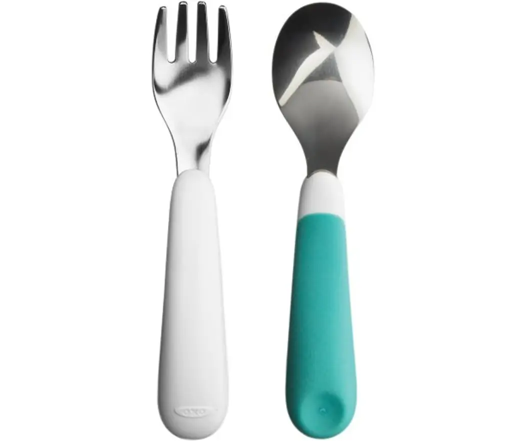 Tot Fork and Spoon Set, Aqua