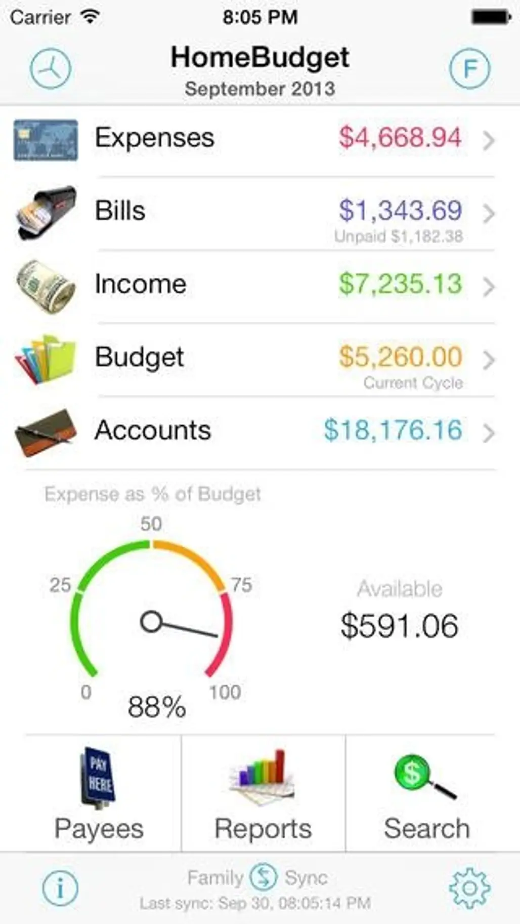 Homebudget with Sync