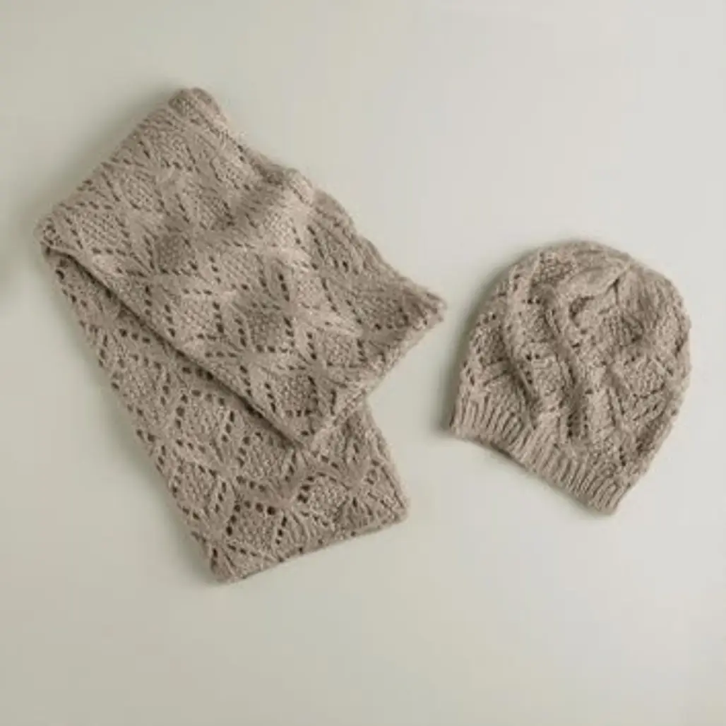Gray Infinity Scarf and Hat Set