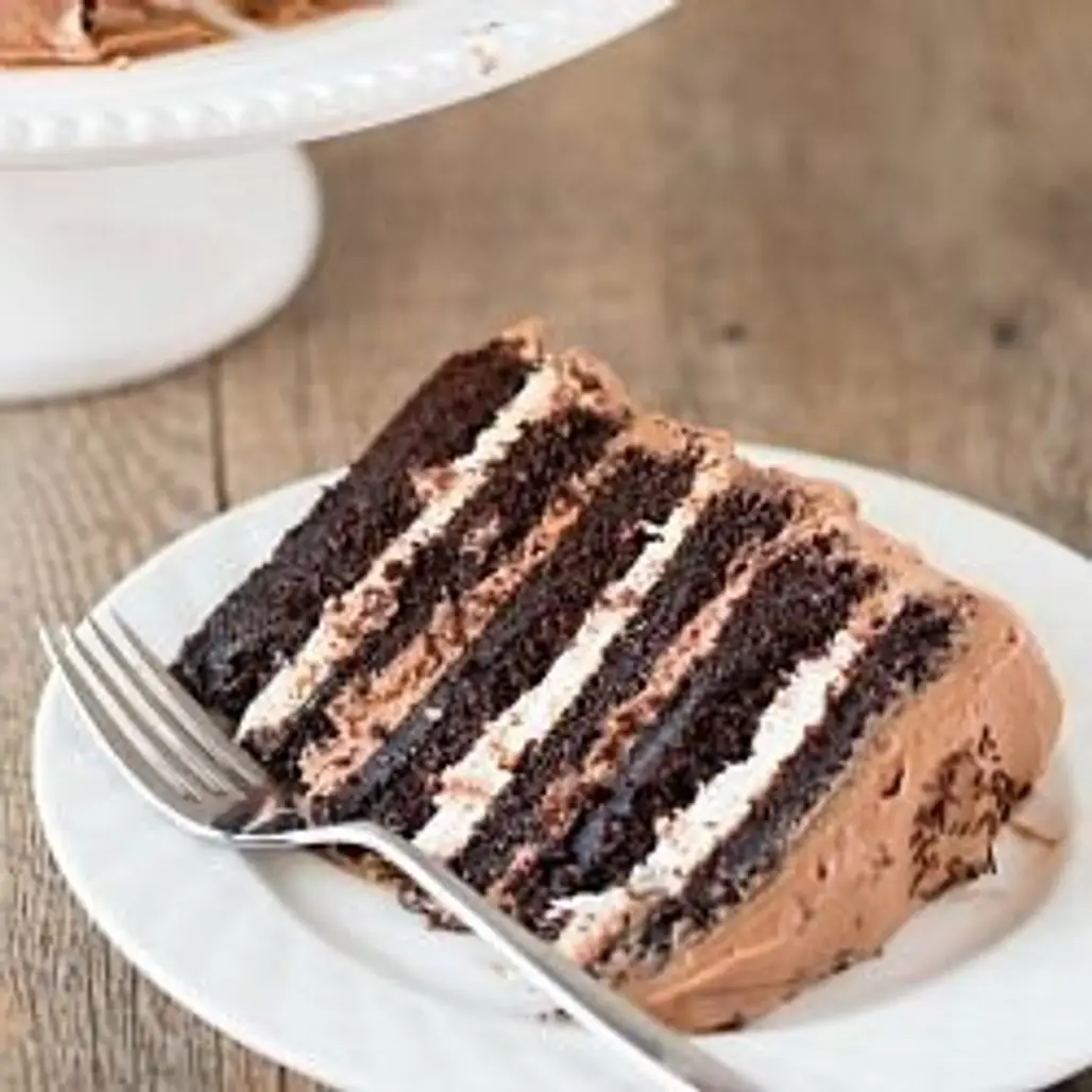 Six-Layer Chocolate Cake with Toasted Marshmallow Frosting