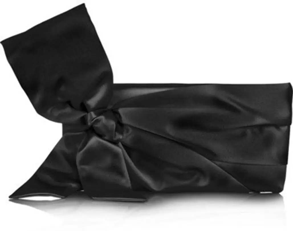 Valentino Bow Embellished Satin Clutch