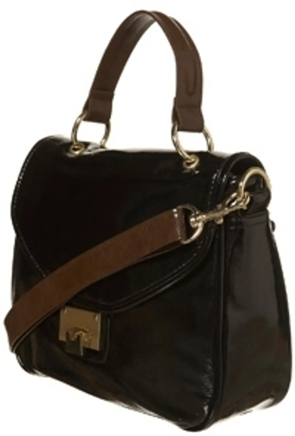 Topshop Black Patent Lock Contrast Handle Bag