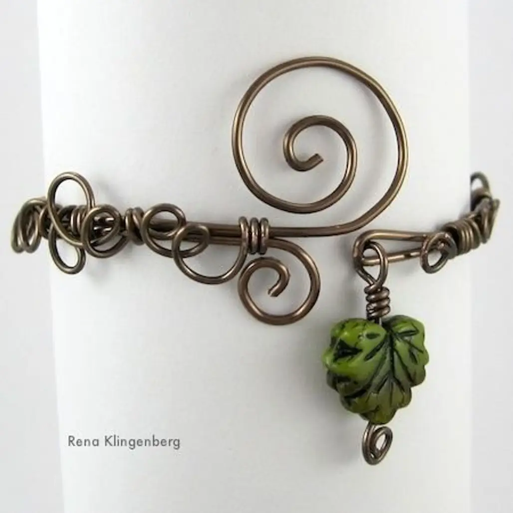 Leaf and Vine Filigree Wire Bracelet