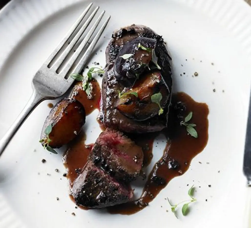 Pan Fried Venison with Sloe Gin and Plum Sauce