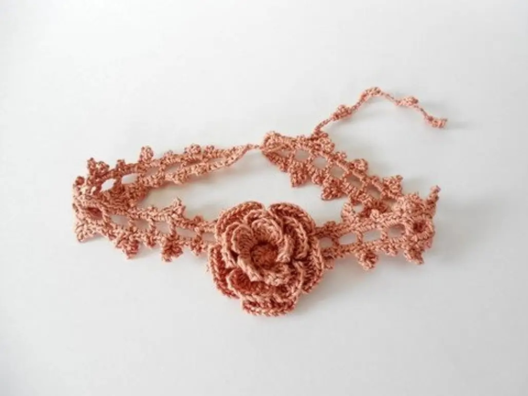 Copper Rose Crochet Choker