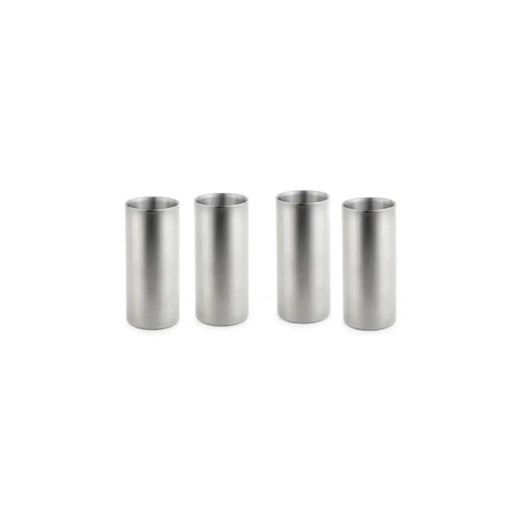 Double-Walled Stainless Steel Drinking Glasses, Set of 4
