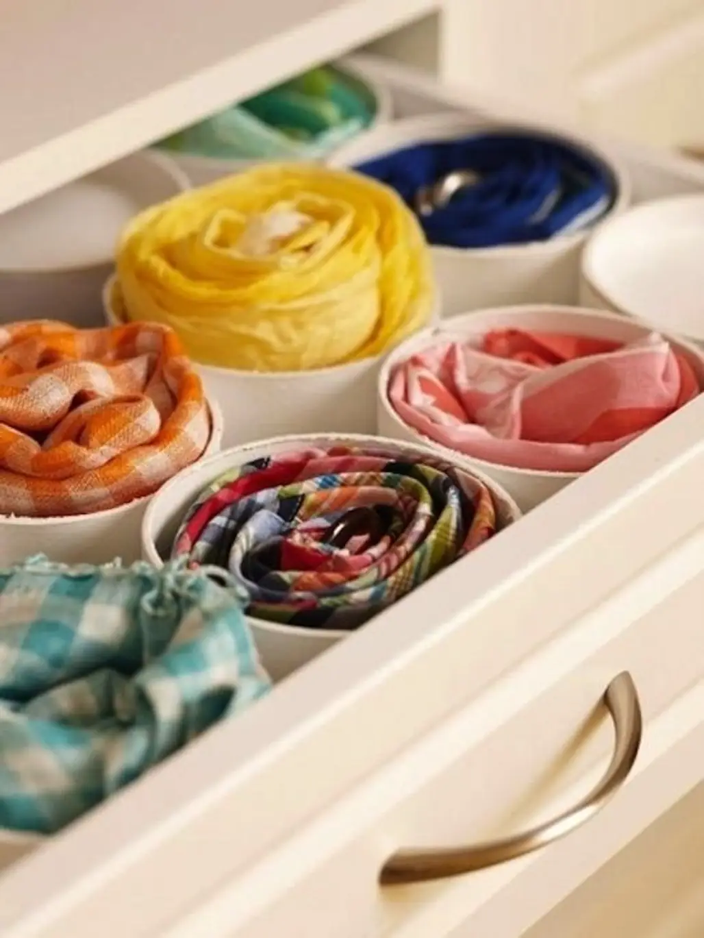 Cut PVC for Storing Scarves, Belts, or Ties