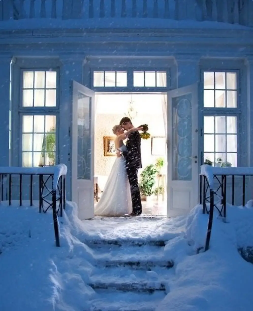 blue, photograph, bride, winter, dress,