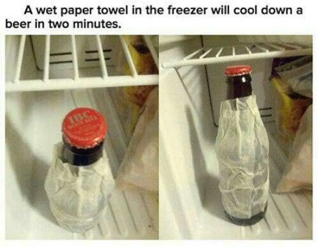 Wet Paper Towel + Beer = Cold Beer!