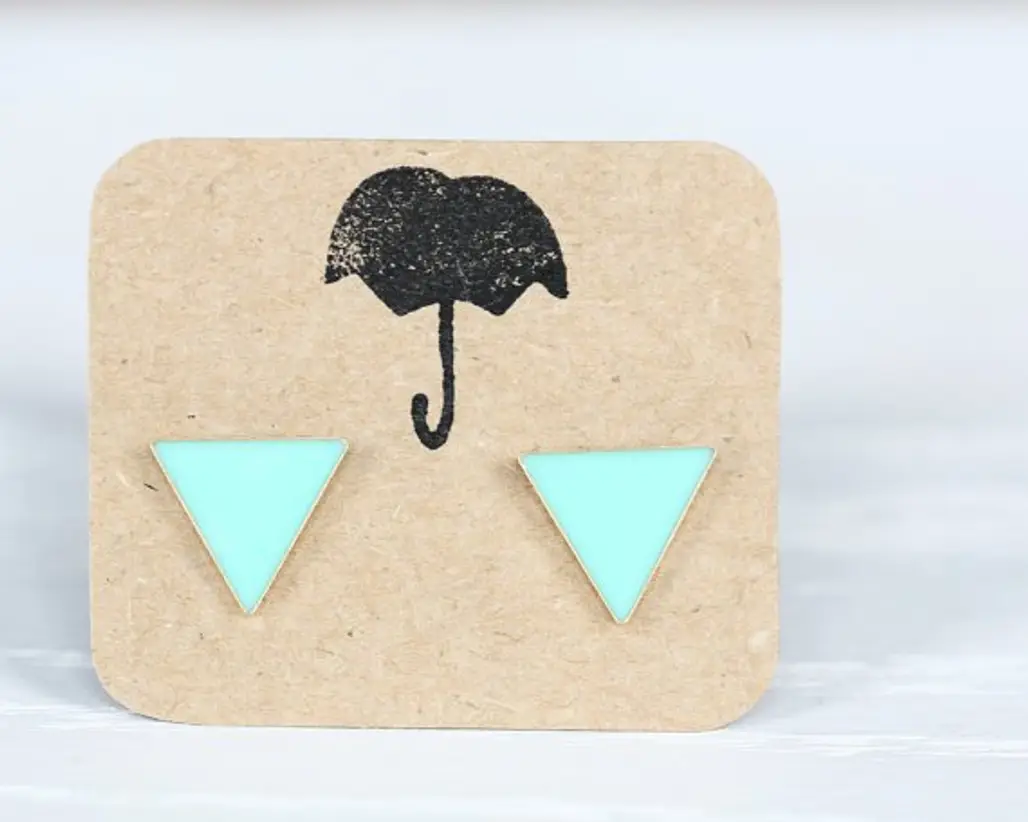Mint Triangle Post Earrings