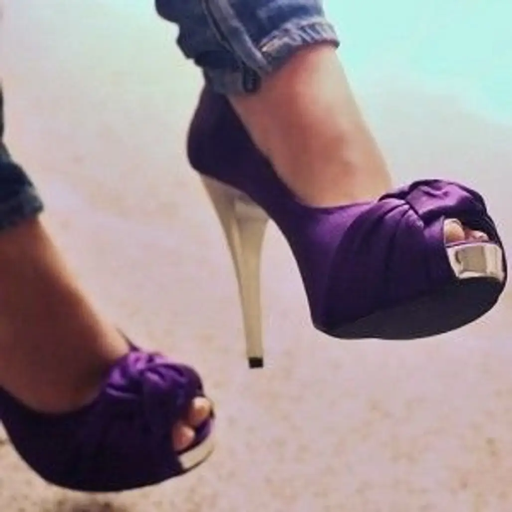 footwear,shoe,high heeled footwear,leg,purple,
