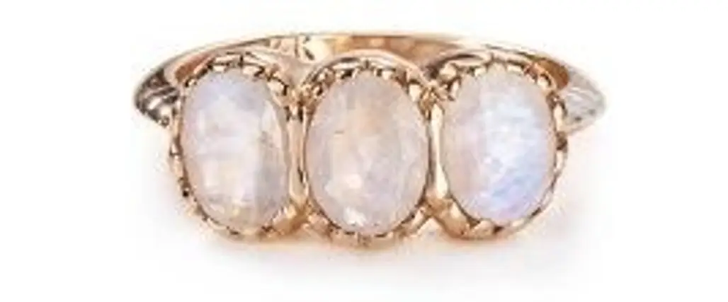 Moonstone Trinity Ring in 14k Rose Gold