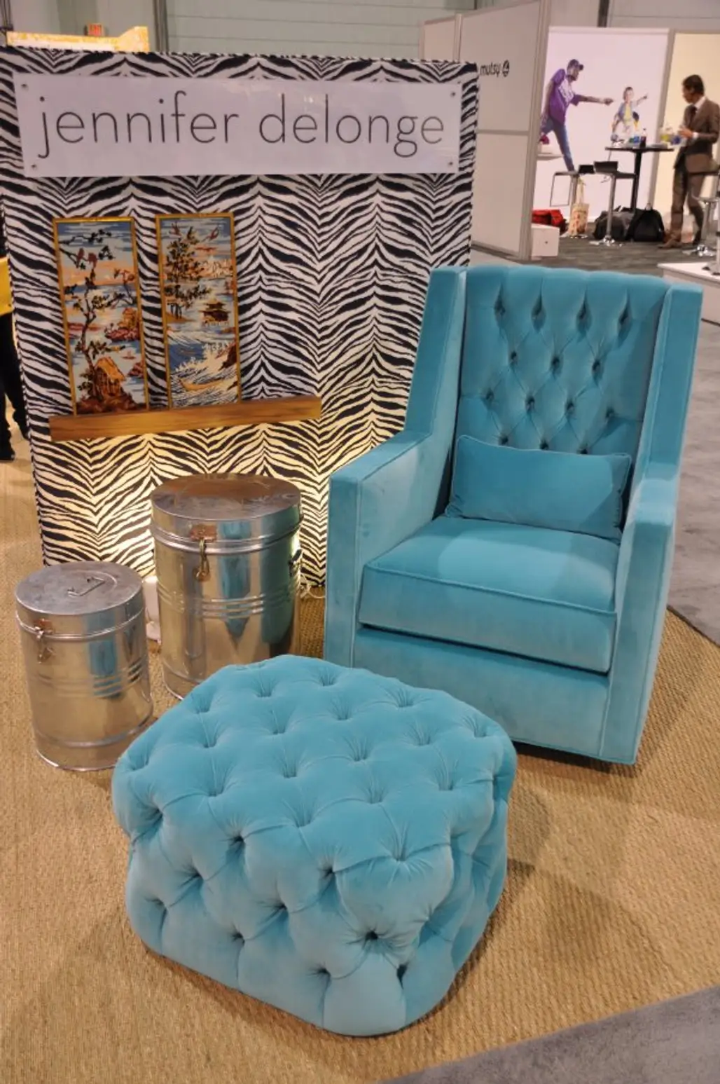 Tiffany Blue Chair and Ottoman