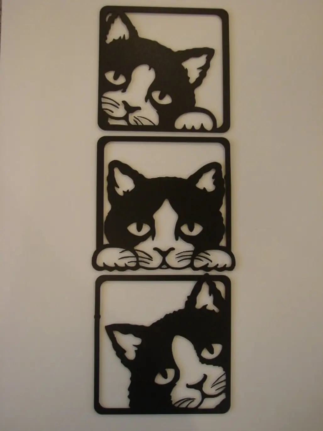 Cats Peeking 3 Piece Set Metal Wall Sculpture