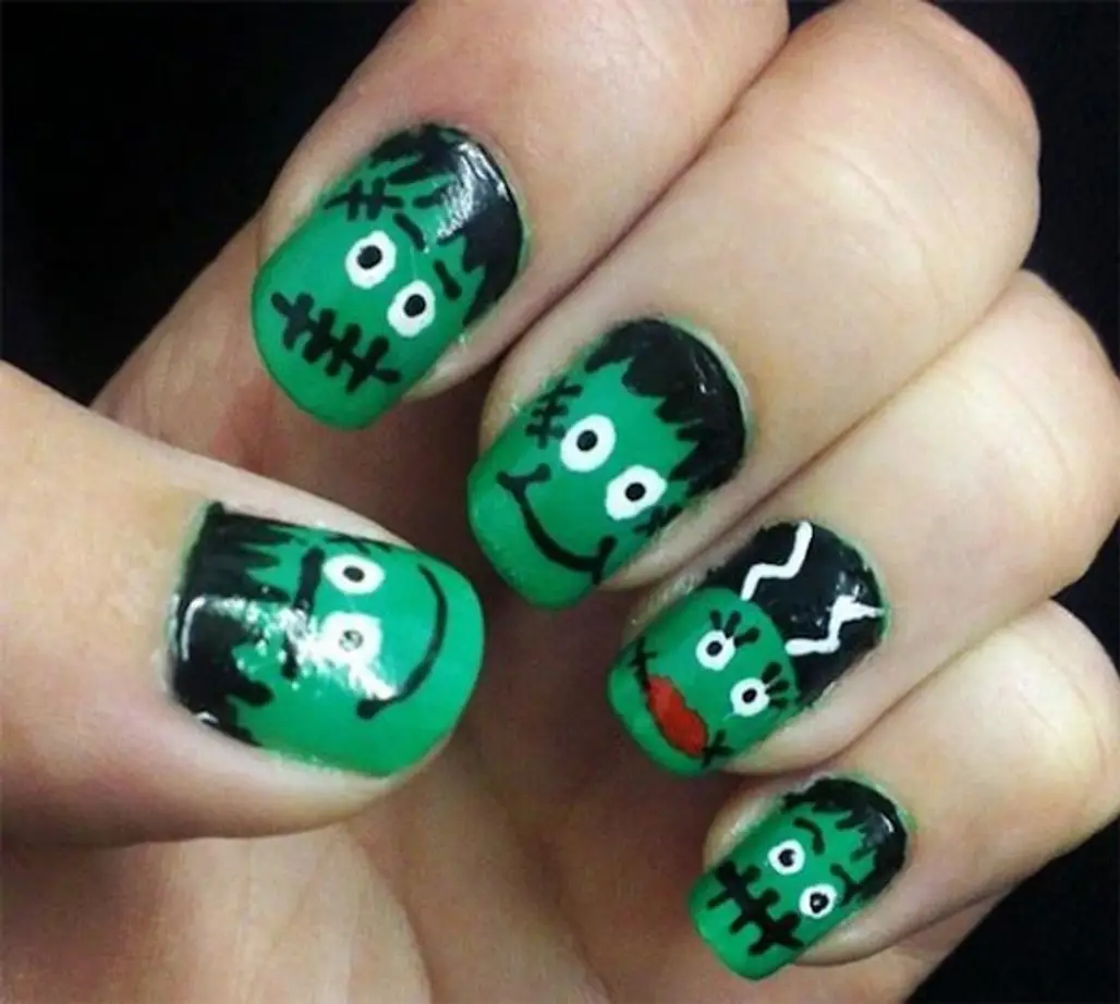 nail, finger, green, hand, manicure,