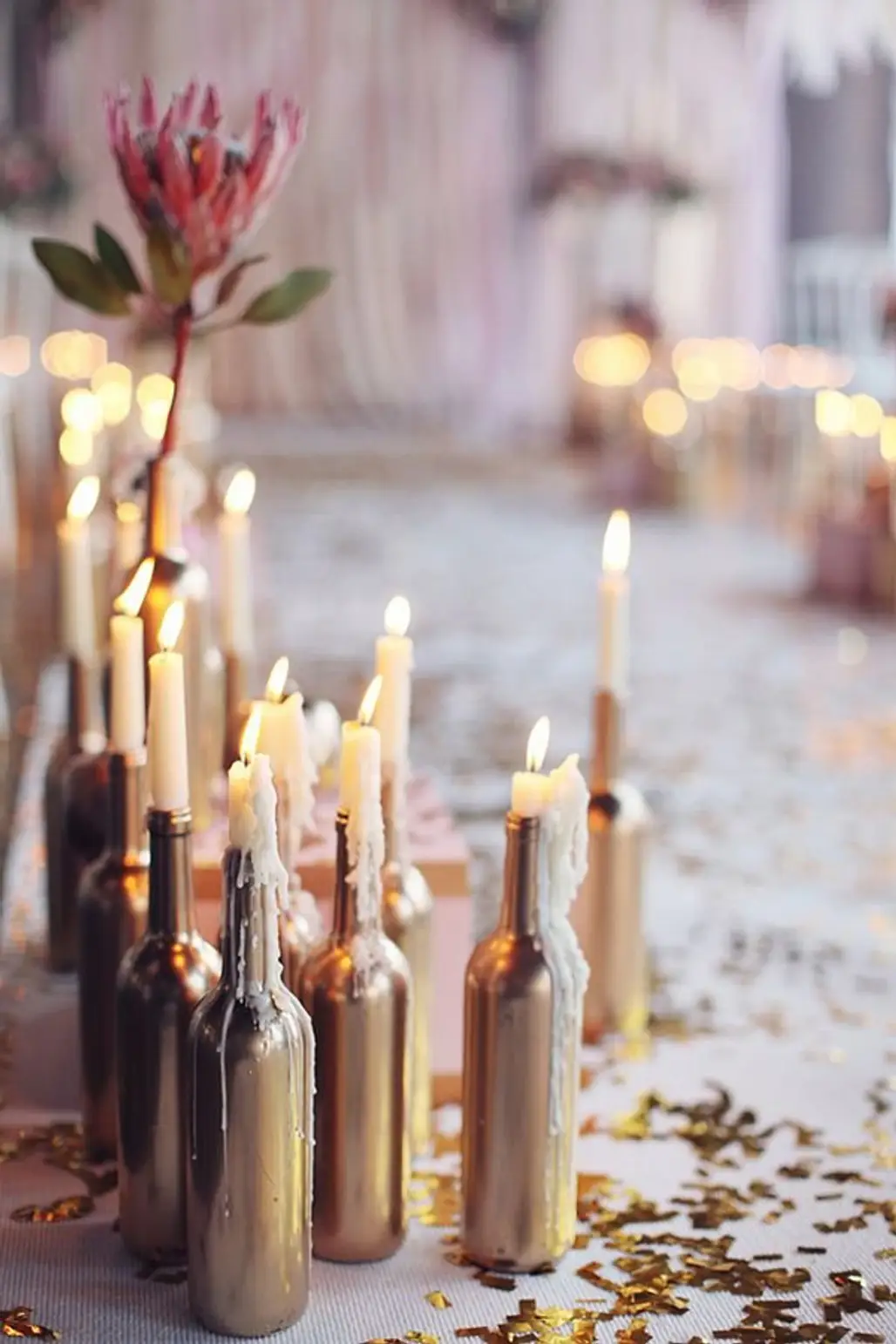 Paint Gold Wine Bottles for Easy Centerpieces