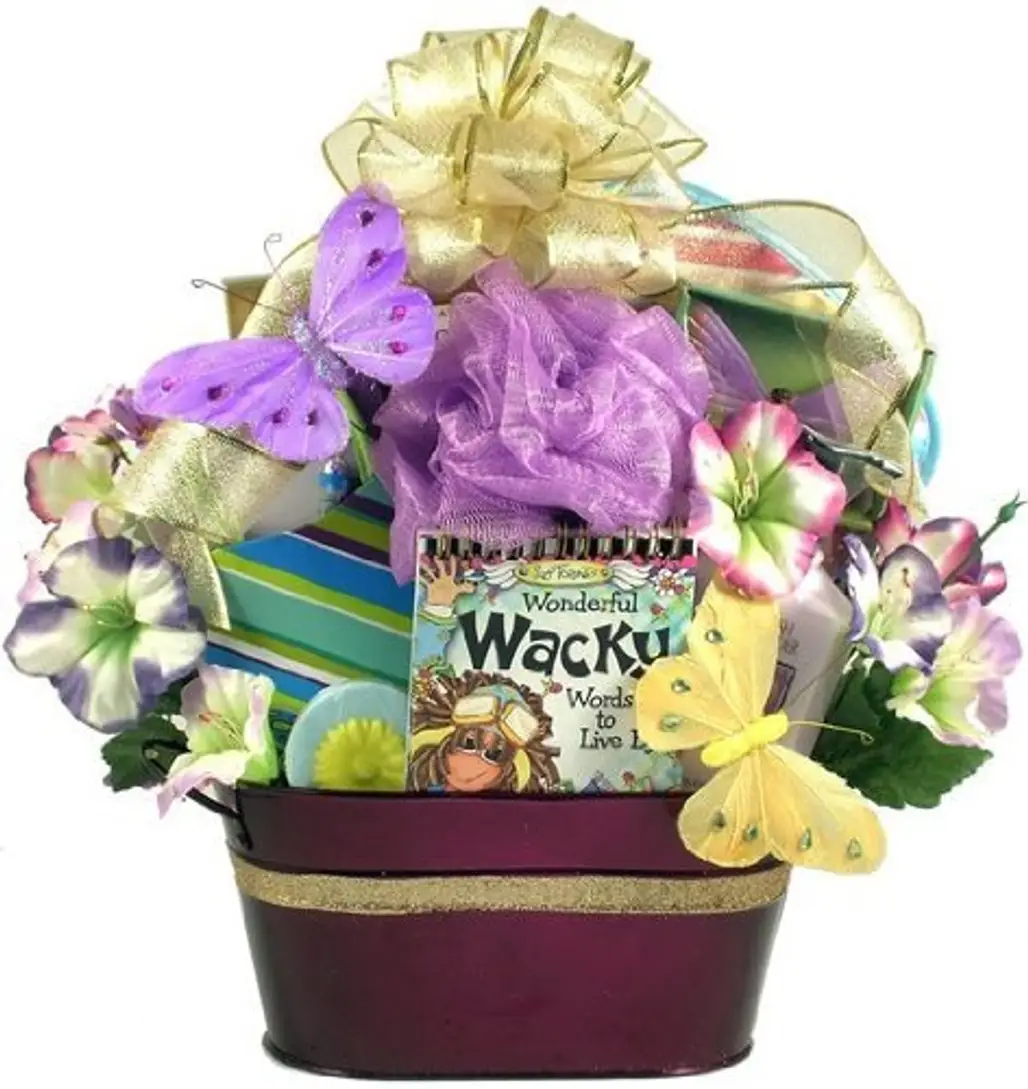 gift basket, basket, flower, flower bouquet, floristry,