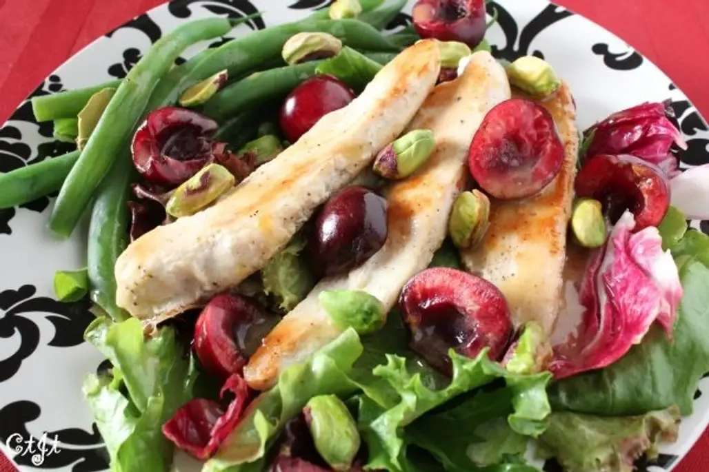 Seared-Chicken Salad with Green Beans, Almonds, and Dried Cherries
