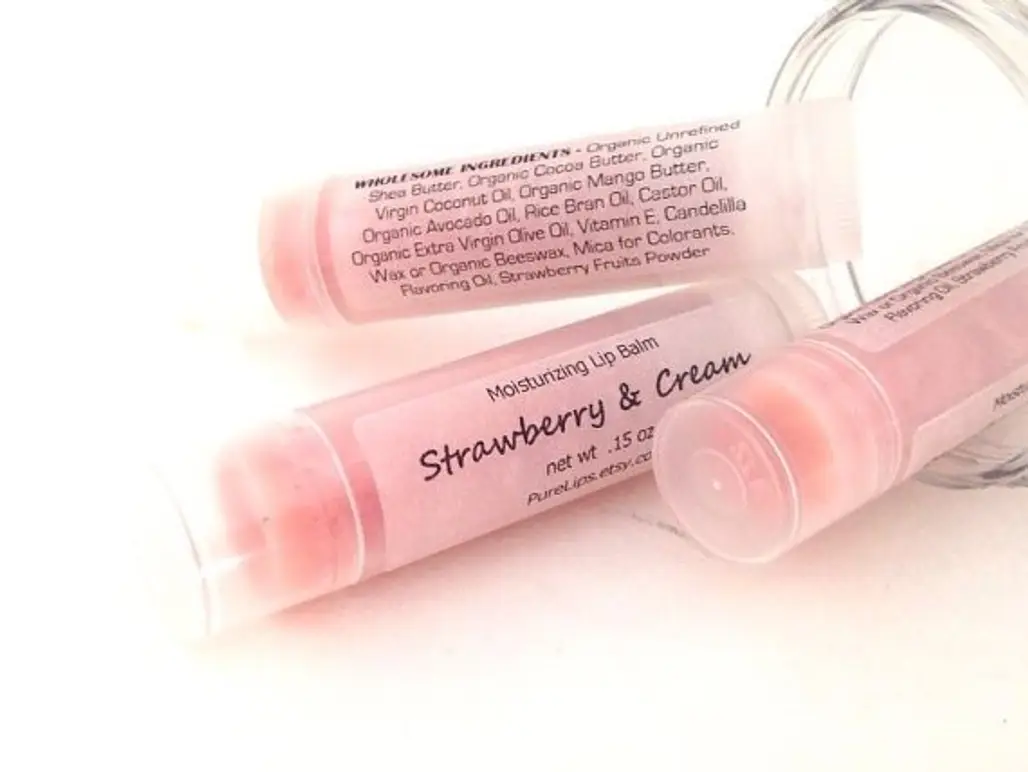 Strawberry and Cream Lip Balm with Real Strawberry Fruit Powder