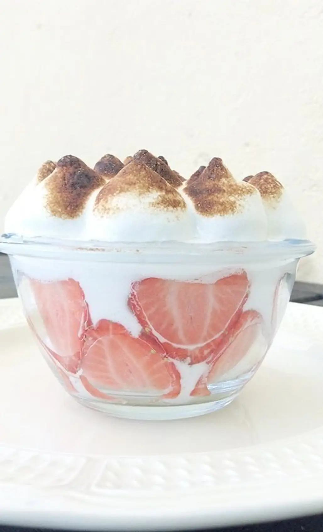 Strawberries and Cream with Roasted Marshmallows