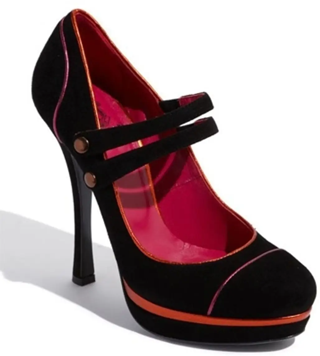 Taccetti Mary Jane Black and Pink Pumps
