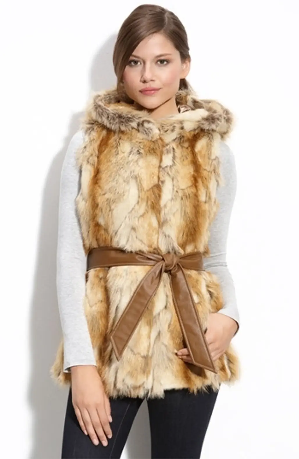 Kristen Blake Hooded Faux Fur Vest
