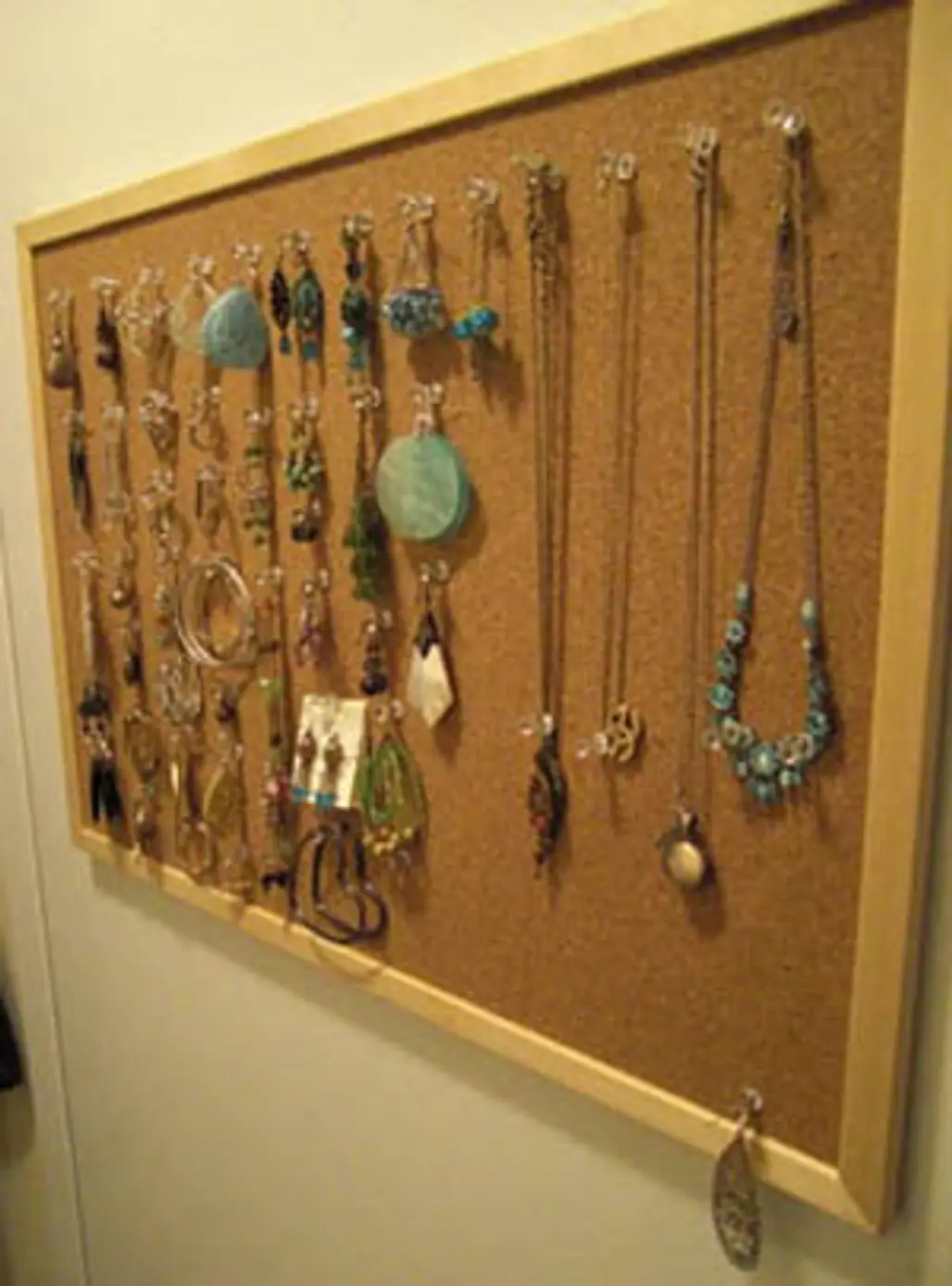 Cork Board as a Jewelry Organizer