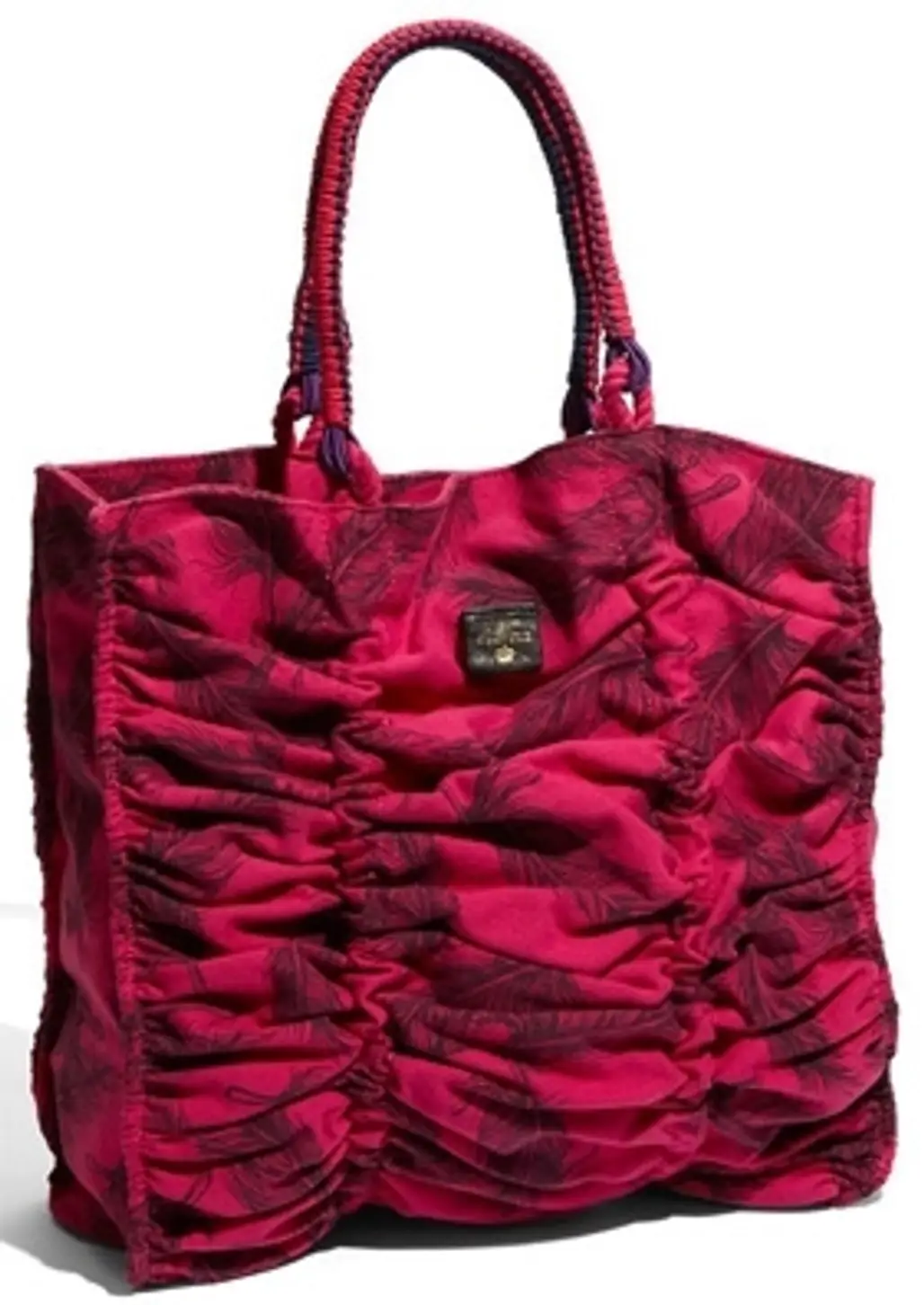 Juicy Couture Ruched Bungee Feather Print Tote