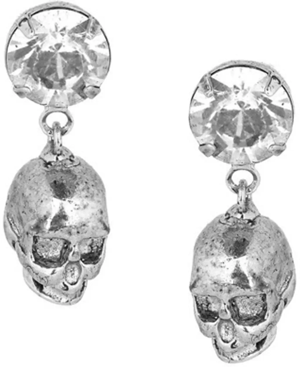Tom Binns Tough Chic Swarovski Crystal Skull Earrings