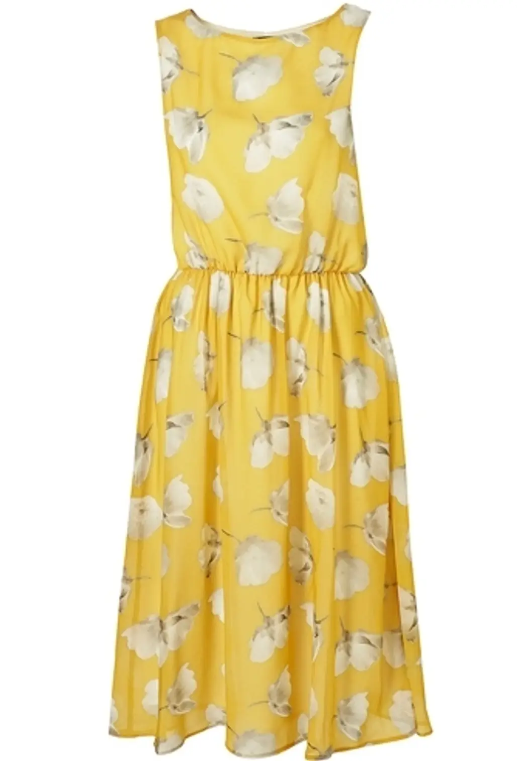 Yellow Buttercup Print Midi Dress