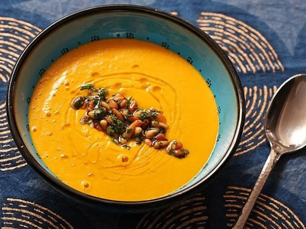 Spicy Carrot and Ginger Soup with Harissa