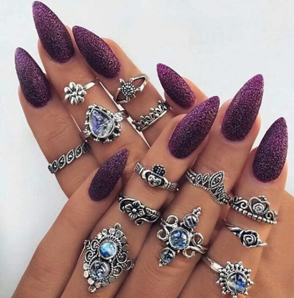 nail, finger, nail care, manicure, purple,