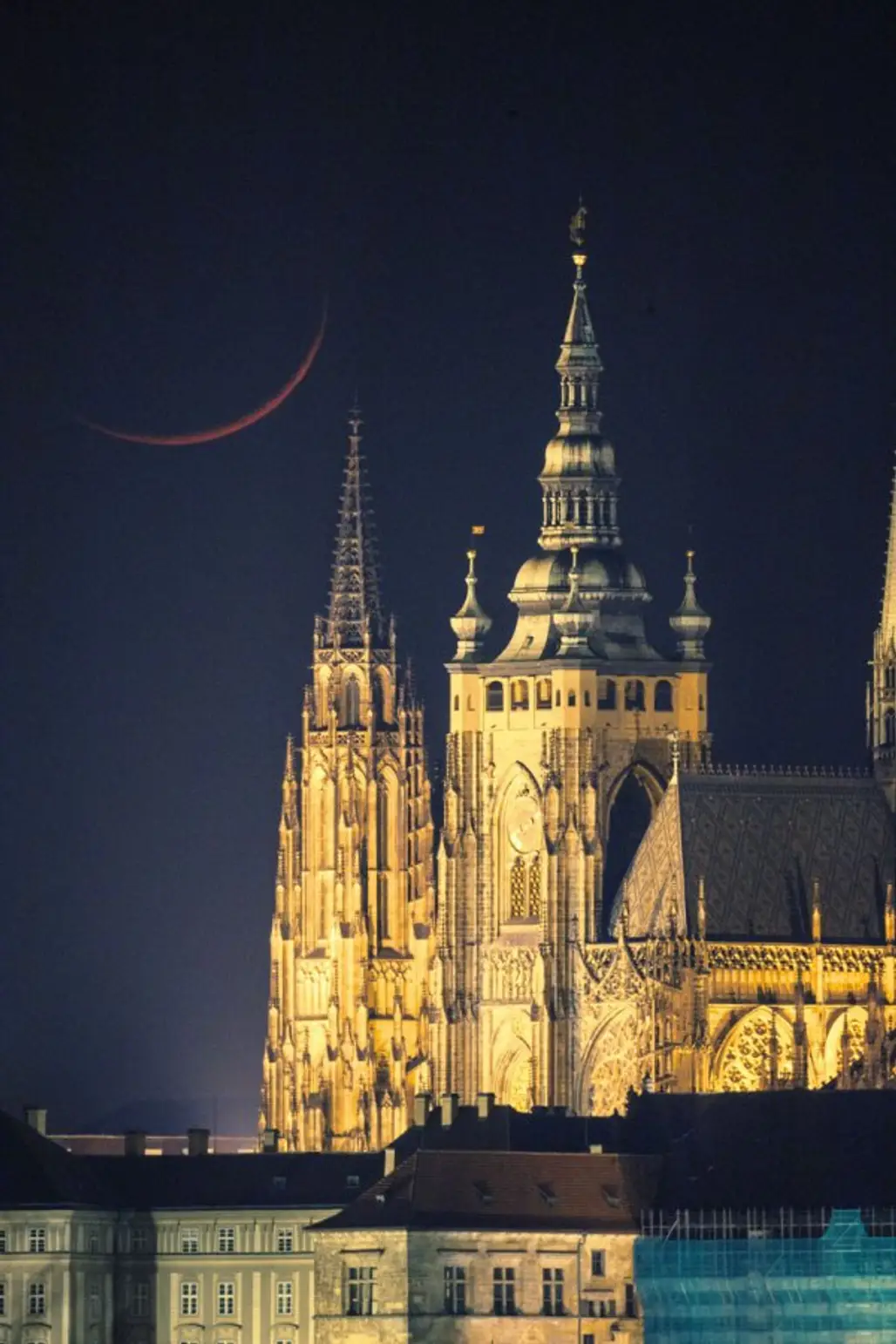 Praha,Prague Castle,landmark,night,spire,