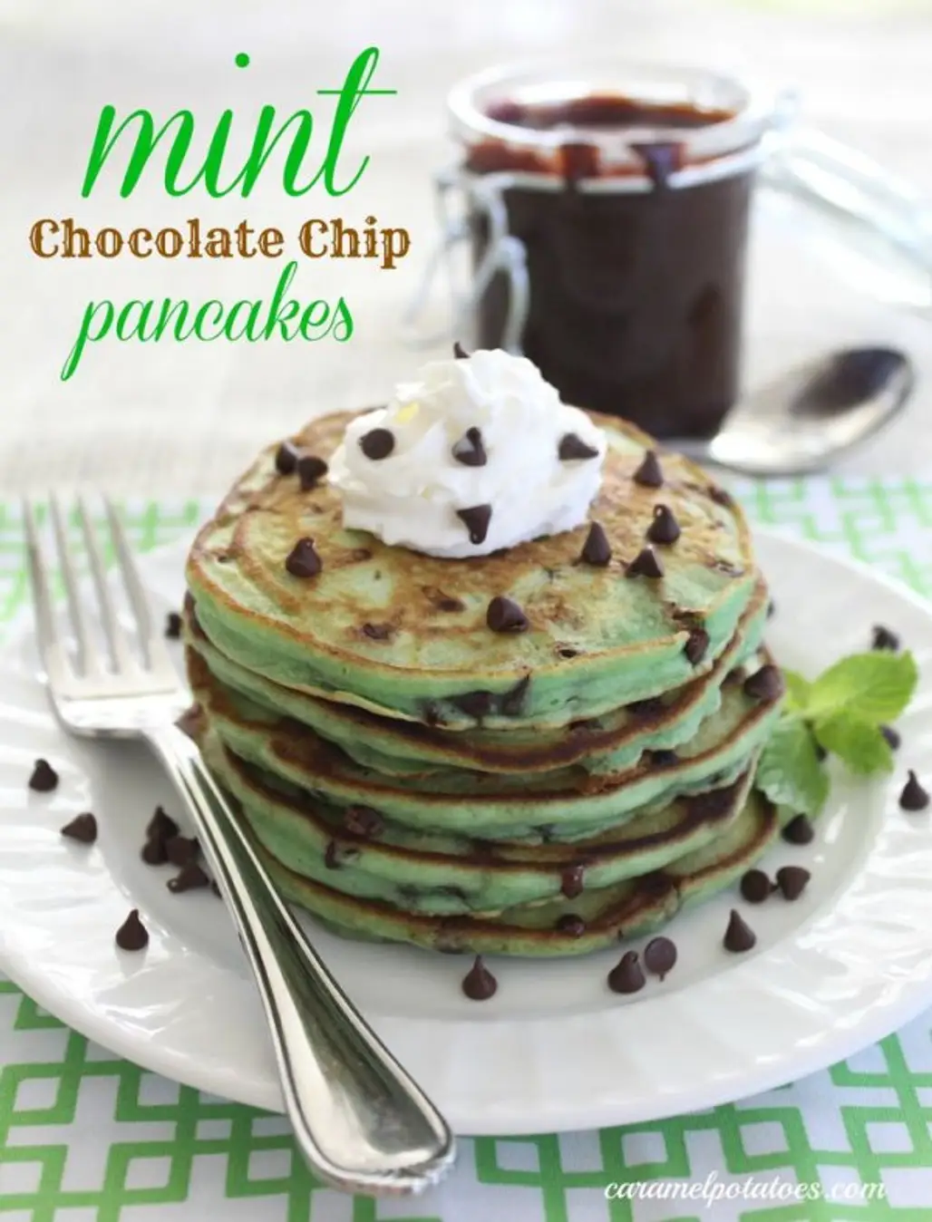 Mint Chocolate Chip Pancakes