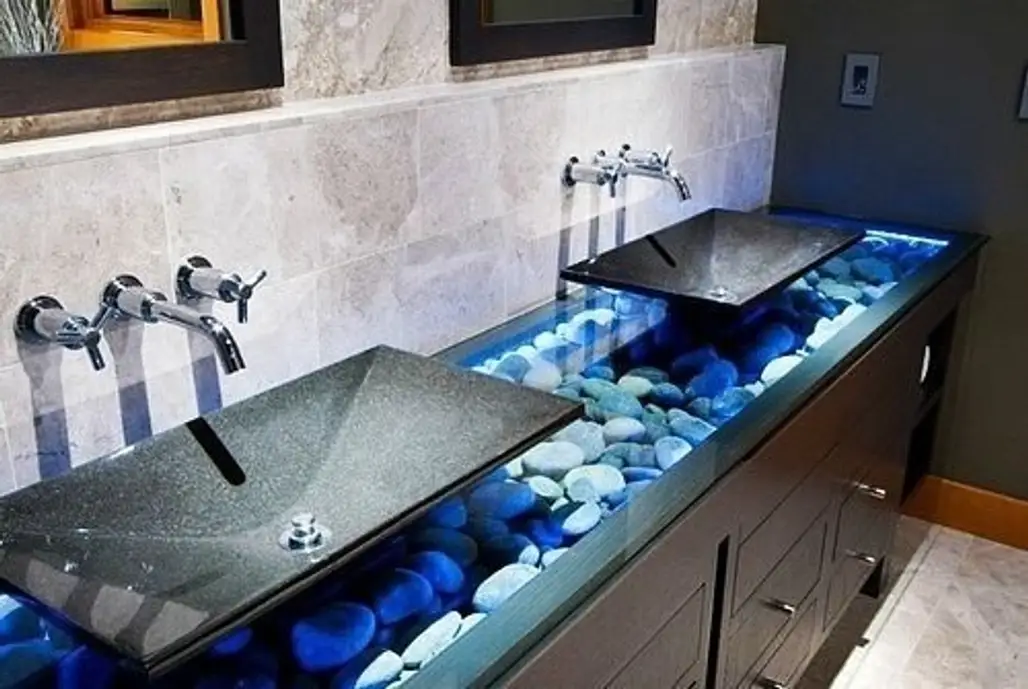 Glass Counter with Rocks