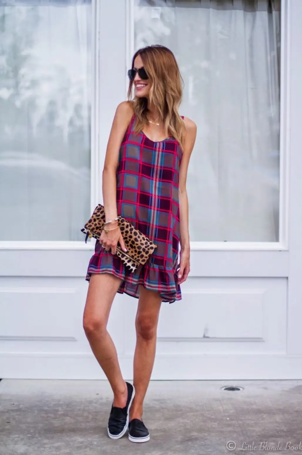 Pink Plaid with a Leopard Clutch