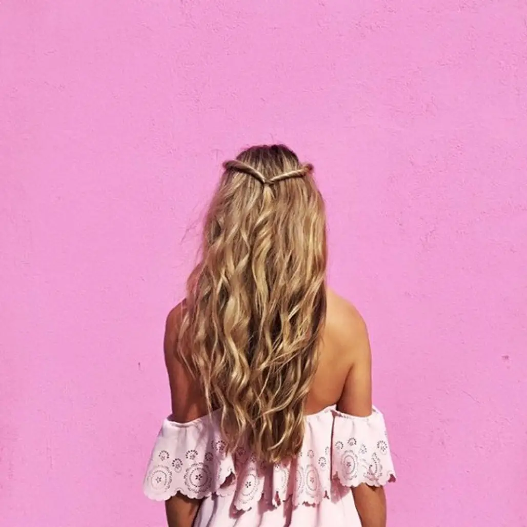 clothing, hair, hairstyle, pink, long hair,