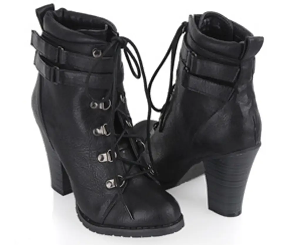 Forever21 Leatherette Heel Work Boots