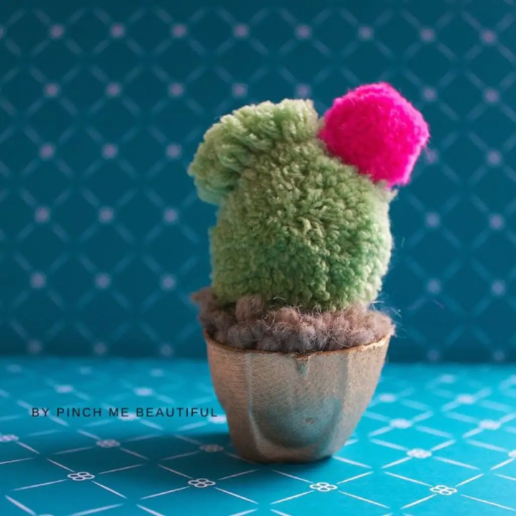 Plant Cactus Made of Pompom