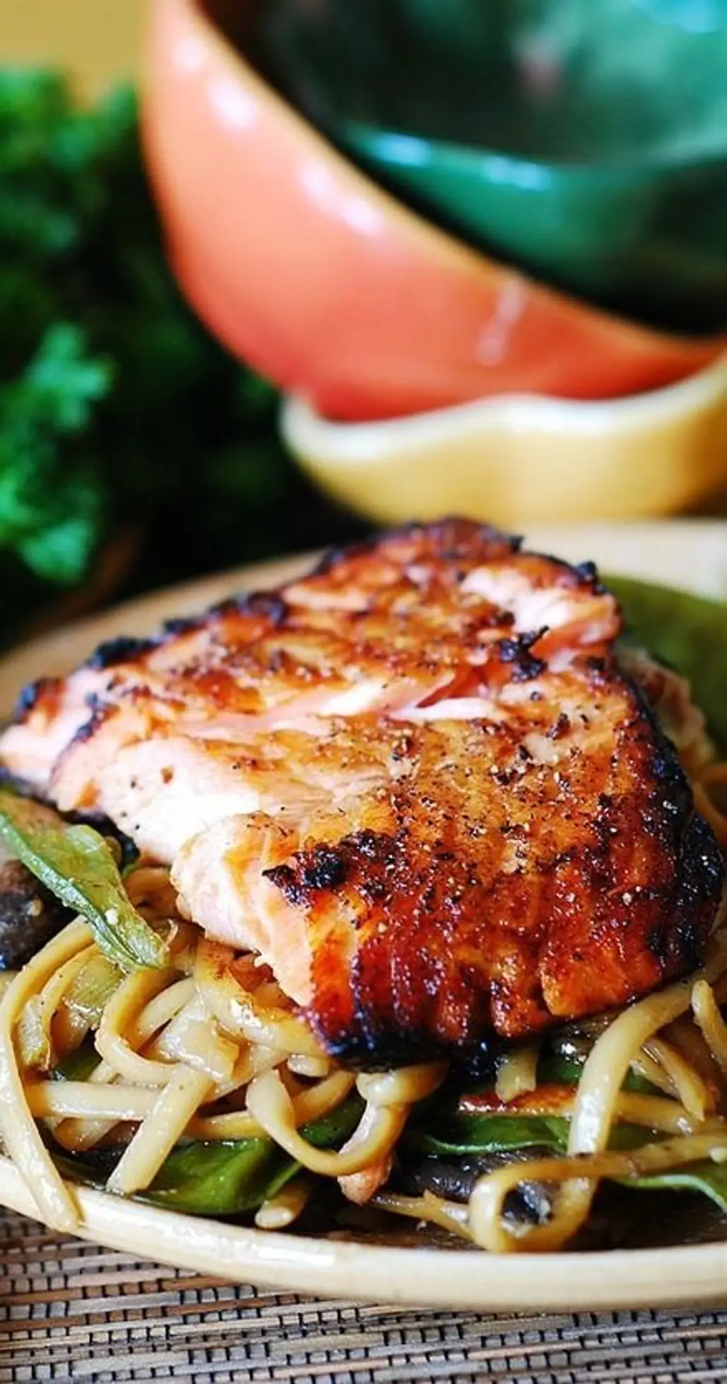 Asian Salmon and Noodles