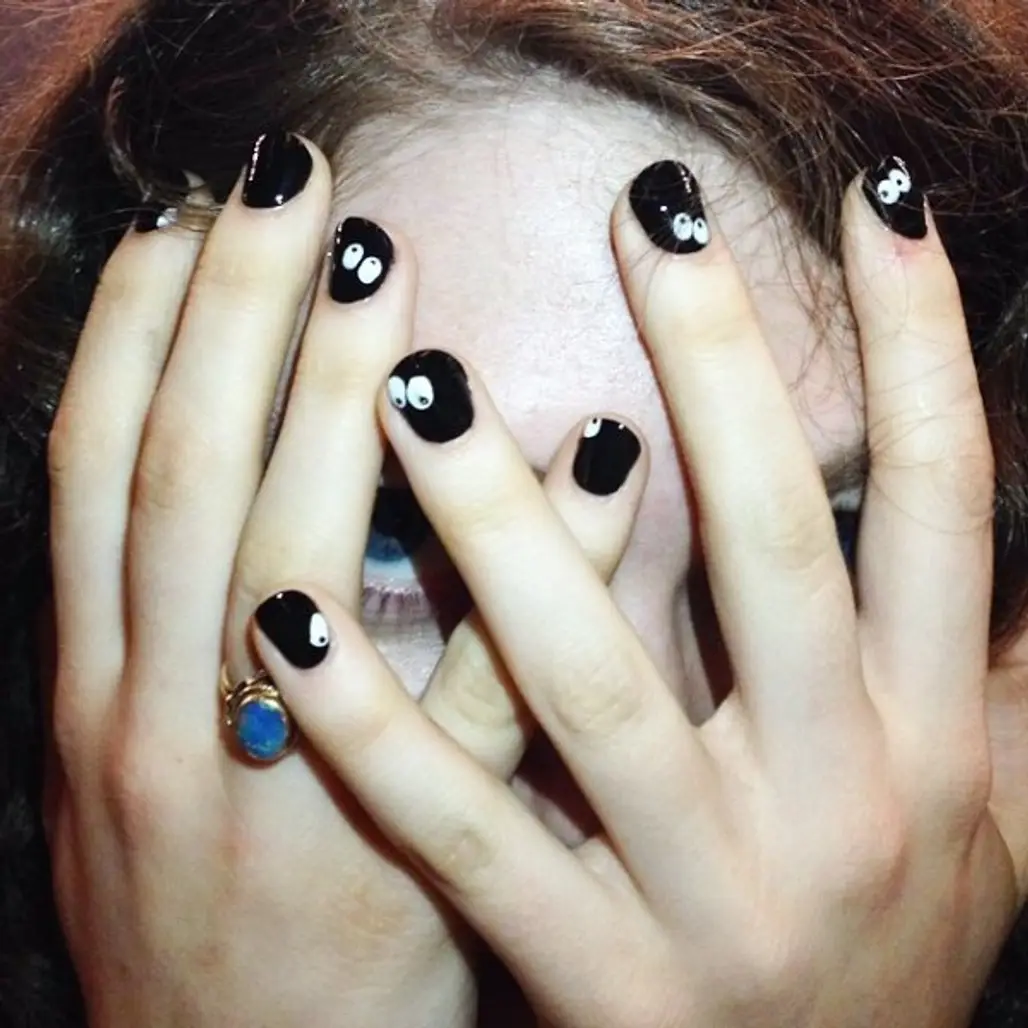 nail, facial expression, nose, manicure, close up,