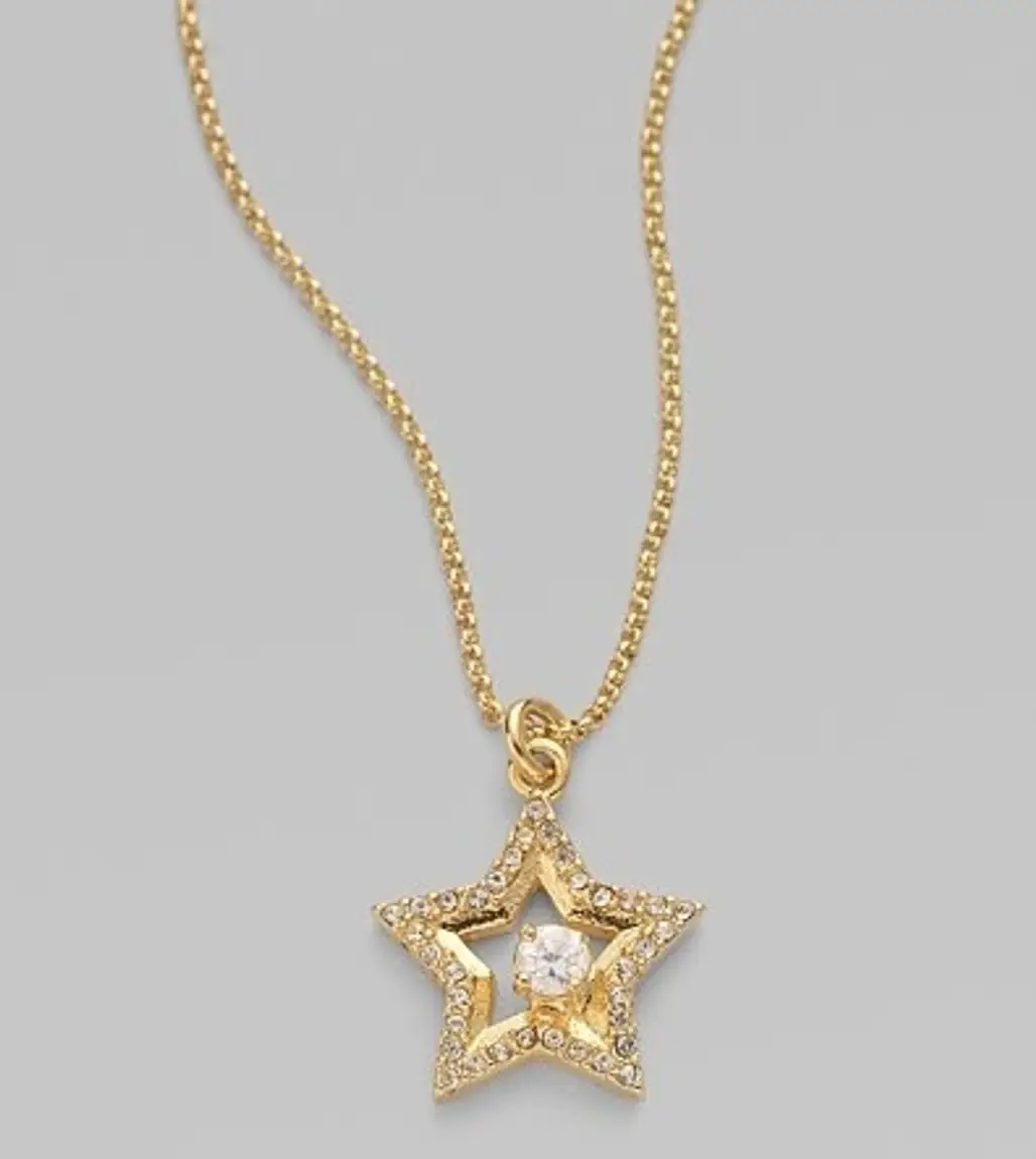 Juicy Couture Pavé Star Wish Pendant Necklace/Gold